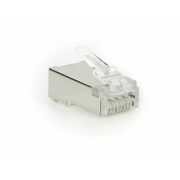 ACT CAT6A pass-through Conector modular RJ45 blindado Contactos dorados Plata Transparente