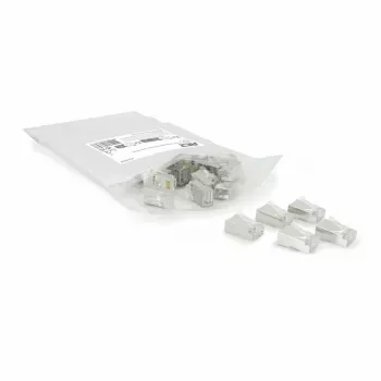ACT CAT6A pass-through Conector modular RJ45 blindado Contactos dorados Plata Transparente