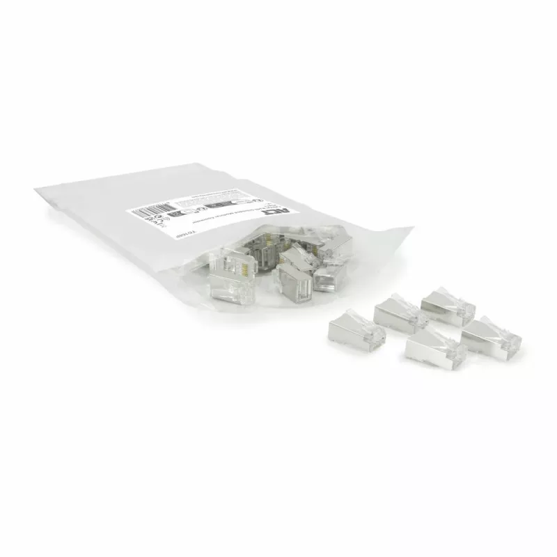 ACT CAT6A pass-through Conector modular RJ45 blindado Contactos dorados Plata Transparente