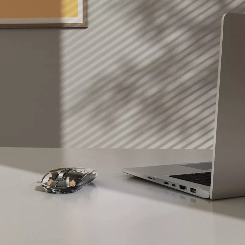 Hama WM-600 Multi-Device ratón, inalámbrico RF + Bluetooth, plano, 6 botones, transparente