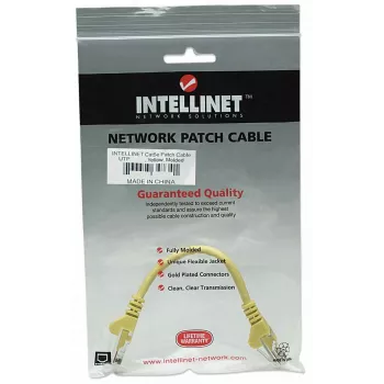 Cable de red patch Intellinet, Cat5e, 0,5 m, amarillo, CCA, U/UTP, PVC, RJ45, contactos dorados, protección antiacodamiento, con funda protectora, garantía de por vida