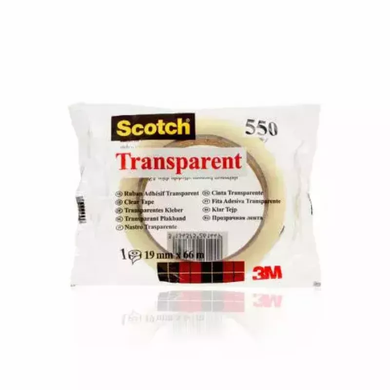 3M Scotch 550 cinta adhesiva 5501966FL, 19 mm x 66 m, transparente