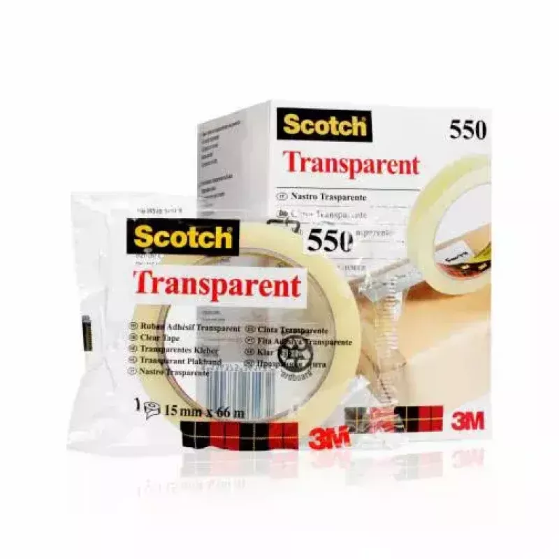 3M Scotch 550 cinta adhesiva 5501966FL, 19 mm x 66 m, transparente