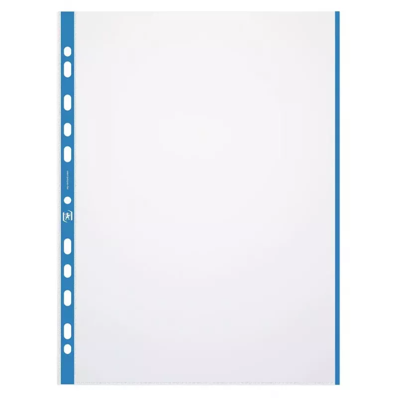 ELBA 971619-04 funda para documentos, DIN A4, PP, 0,09 mm, borde de color, abierta por arriba, perforación europea, transparente/azul