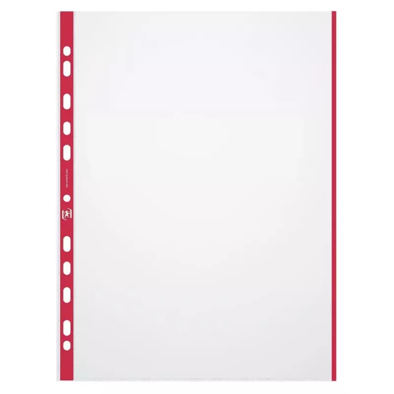 ELBA 971619-13 funda para documentos, A4, PP, 0,09 mm, borde de color rojo, transparente, abierta por arriba, perforación europea