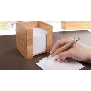 Caja de notas de bambú WEDO 61 707 con 900 hojas, 90 x 90 mm