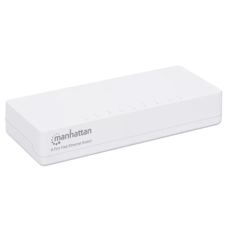 Manhattan switch Fast Ethernet de 8 puertos, plástico, tres años de garantía, caja