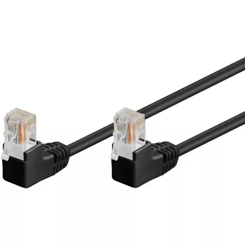 Cable de parcheo Goobay CAT 5e 2x 90° en ángulo U/UTP negro 3 m