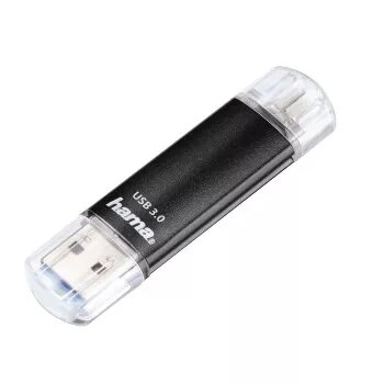 Hama Laeta Twin Memoria flash USB, USB 3.0, 128 GB, 40 MB/s, negra