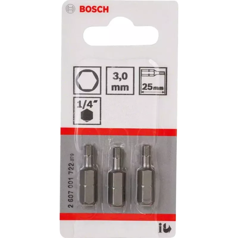Punta de destornillador Bosch 2607001722 extra dura Hex 3 mm 25 mm 3 uds.
