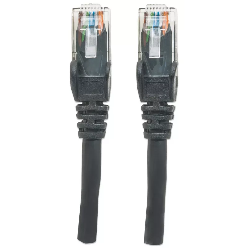 Cable de red Intellinet, Cat6, 20 m, Negro, CCA, U/UTP, PVC, RJ45, contactos dorados, snagless, con alivio de tensión, garantía de por vida