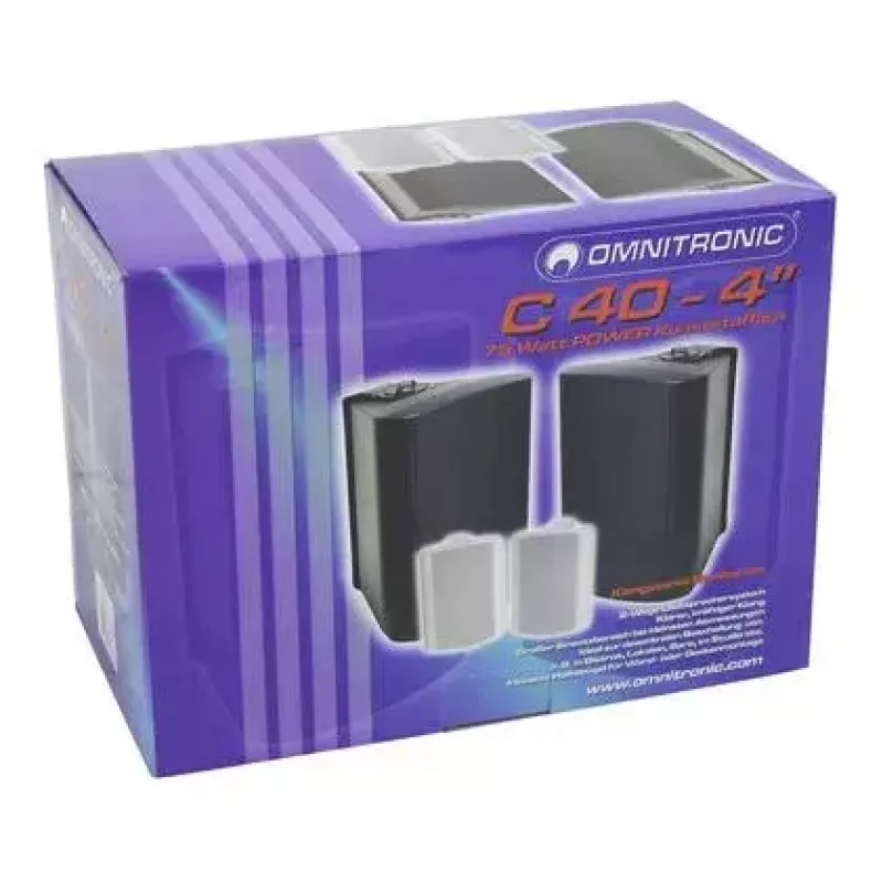 Omnitronic C-40 altavoz de 2 vías, montable en pared, 50–20000 Hz, con cable, ABS, blanco