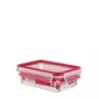 Recipiente rectangular de vidrio EMSA Clip & Close 0,7 L rojo, transparente 1 ud.