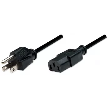 Cable de alimentación Manhattan, conector macho US de 2 polos (NEMA 5-15) a conector hembra C13 (conector de aparato), 1,8 m, negro, bolsa de plástico