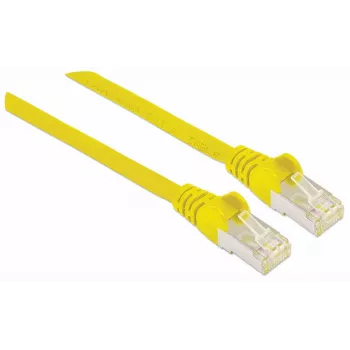 Cable de red Intellinet, cable Cat7/conectores Cat6A, 7,5 m, amarillo, cobre, S/FTP, LSOH/LSZH, PVC, RJ45, contactos dorados, sin lengüeta, con funda, garantía de por vida