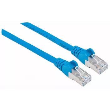Cable de red Intellinet, cable Cat7/conectores Cat6A, 15 m, azul, cobre, S/FTP, LSOH/LSZH, PVC, RJ45, contactos dorados, protección de lengüeta, protección antiacodamiento, garantía de por vida