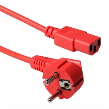 Cable de alimentación ACT conector CEE 7/7 (acodado) - C13 rojo 0,6 m