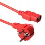 Cable de alimentación ACT conector CEE 7/7 (acodado) - C13 rojo 1,2 m