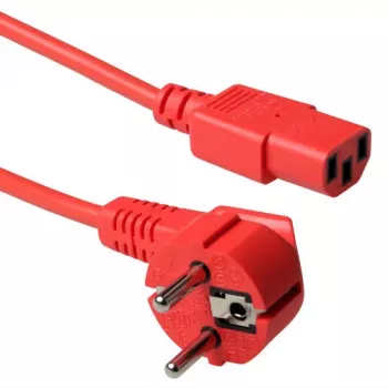 Cable de alimentación ACT conector CEE 7/7 (acodado) - C13 rojo 1,8 m