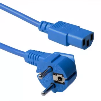 Cable de alimentación ACT conector CEE 7/7 (acodado) - C13 azul 0,6 m