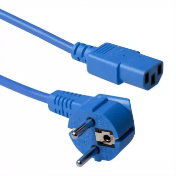 Cable de alimentación ACT conector CEE 7/7 (acodado) - C13 azul 1,8 m