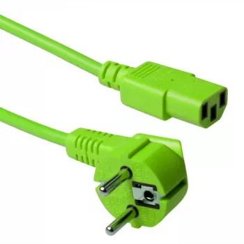 Cable de alimentación ACT conector CEE 7/7 (acodado) - C13 verde 1,8 m