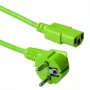 Cable de alimentación ACT conector CEE 7/7 (acodado) - C13 verde 1,8 m