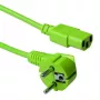 Cable de alimentación ACT conector CEE 7/7 (acodado) - C13 verde 3 m