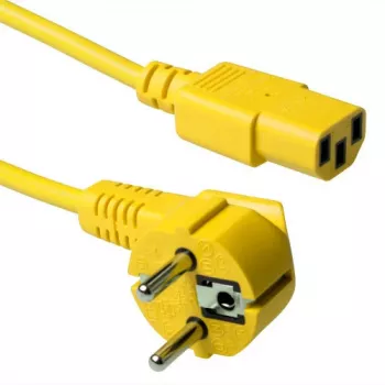 Cable de alimentación ACT conector CEE 7/7 (acodado) - C13 amarillo 1,8 m