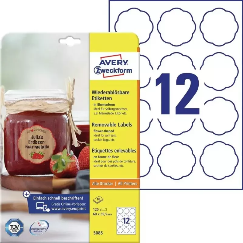 Etiqueta autoadhesiva para impresora Avery 5085