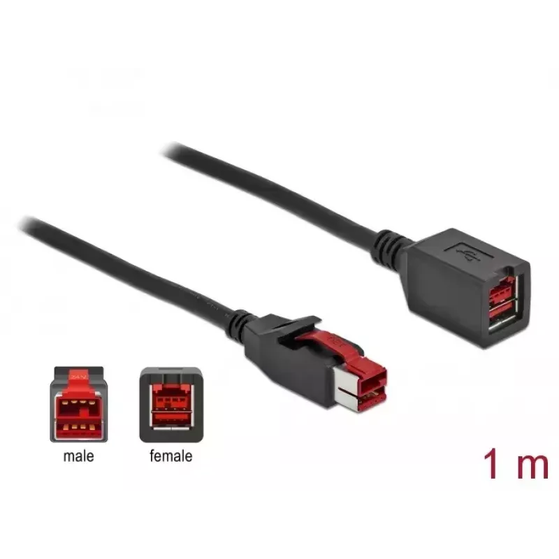 Cable alargador USB con alimentación DeLOCK 85985 24 V 1 m negro