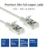 ACT gris cable de conexión Slimline U/FTP CAT6A LSZH para centro de datos de 0,25 metros snagless con conectores RJ45