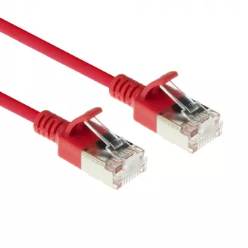 ACT rojo cable de conexión Slimline U/FTP CAT6A LSZH para centro de datos de 5 metros con conectores RJ45 sin lengüeta