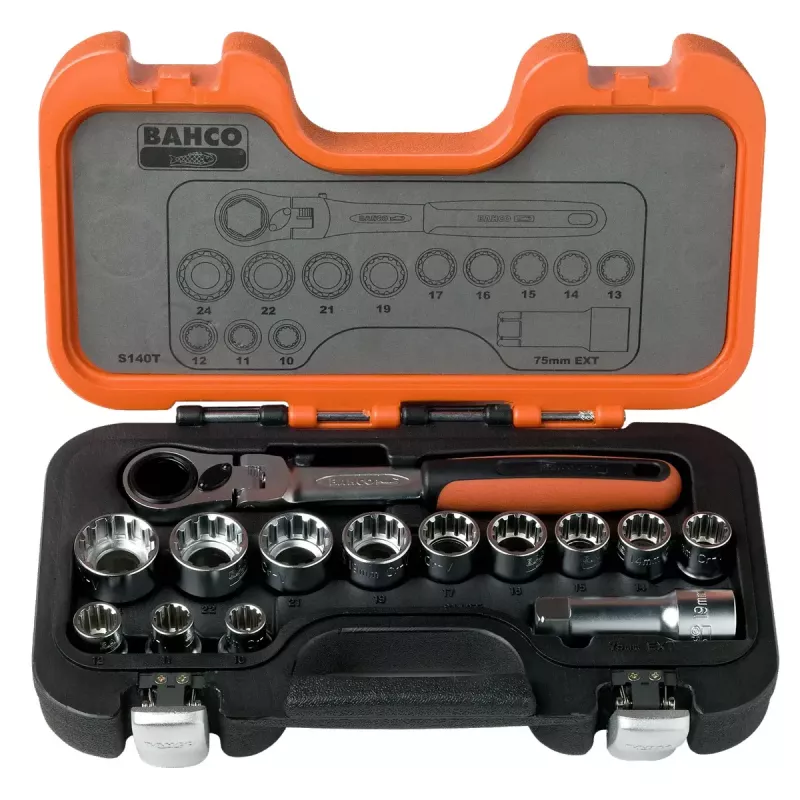 Bahco S140T juego de llaves de vaso, 14 uds.