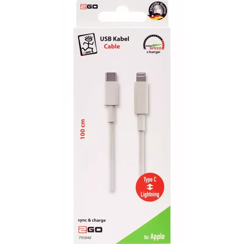 Cable Lightning 2GO 795848 1 m USB C a Lightning blanco