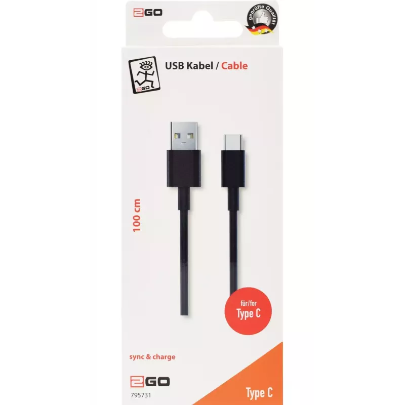 Cable USB 2GO 795731 1 m USB B USB C USB 3.2 Gen 1 negro