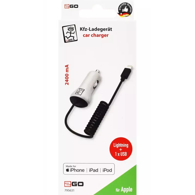 Cargador móvil 2GO 795631 coche mechero 12/24V 5V blanco