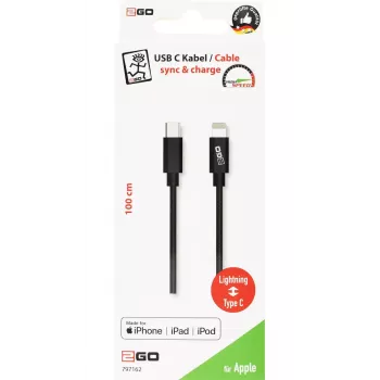 Cable Lightning 2GO 797162 1 m negro USB-C