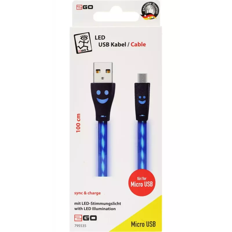 Cable USB 2GO 795535 1 m USB B Micro-USB B azul