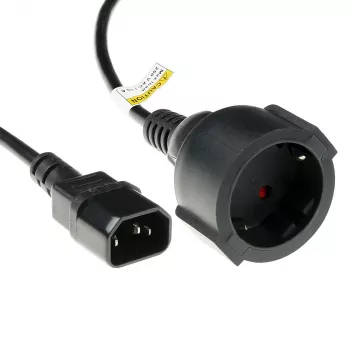 Cable de alimentación ACT C14 - tipo F conector hembra (corriente máx. 10A) negro 0,6 m
