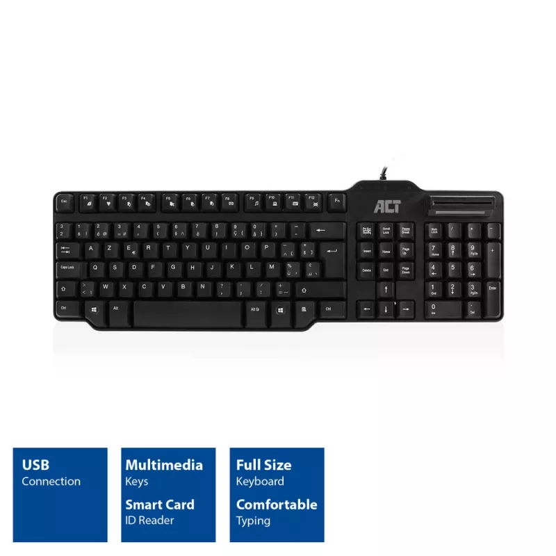 ACT teclado con cable con lector de tarjeta inteligente (distribución Azerty/BE)