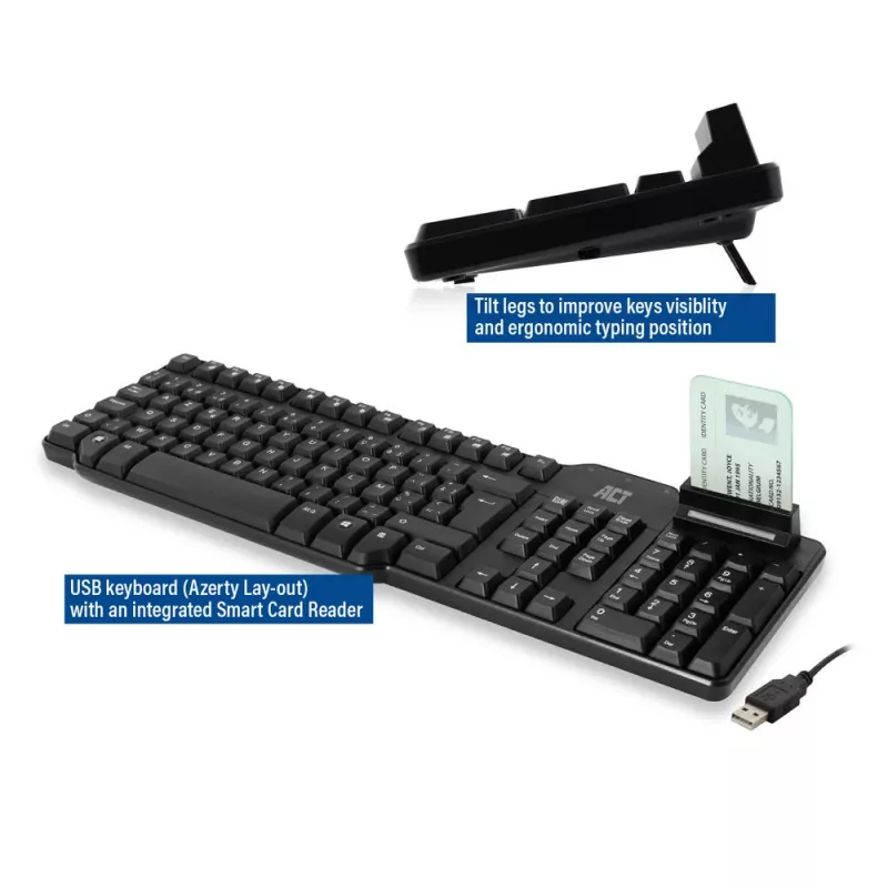 ACT teclado con cable con lector de tarjeta inteligente (distribución Azerty/BE)
