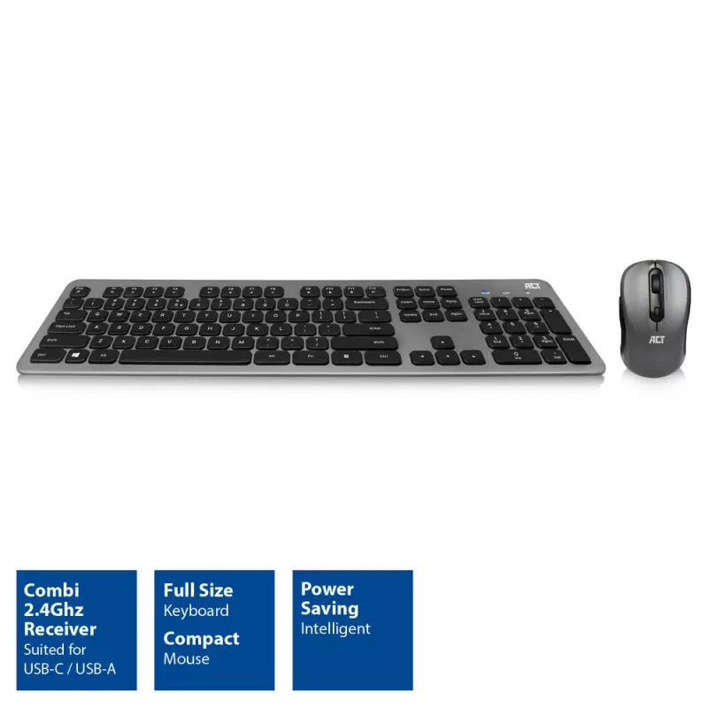 ACT AC5710 teclado inalámbrico, RF, QWERTY UK International, negro