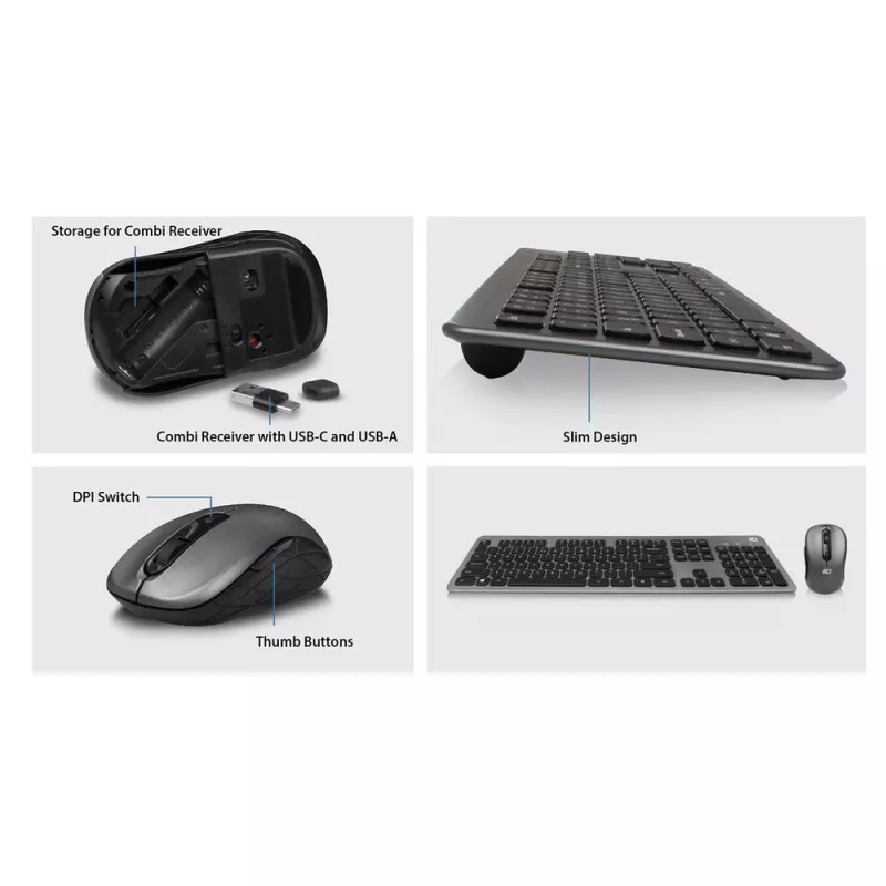 ACT AC5710 teclado inalámbrico, RF, QWERTY UK International, negro