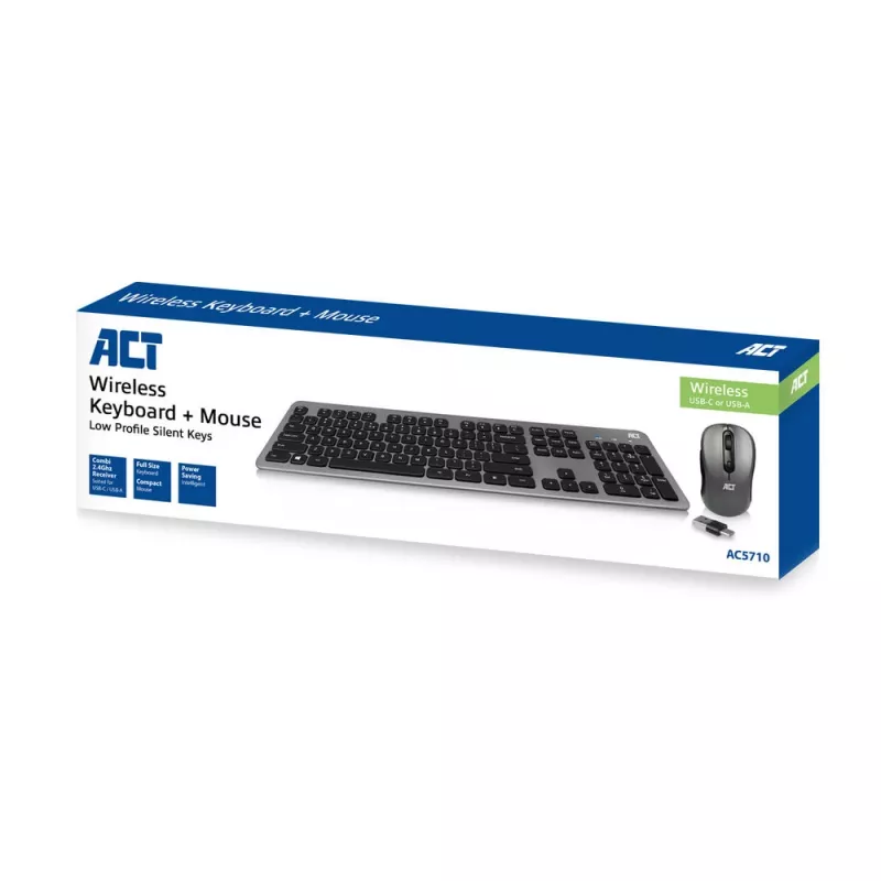 ACT AC5710 teclado inalámbrico, RF, QWERTY UK International, negro