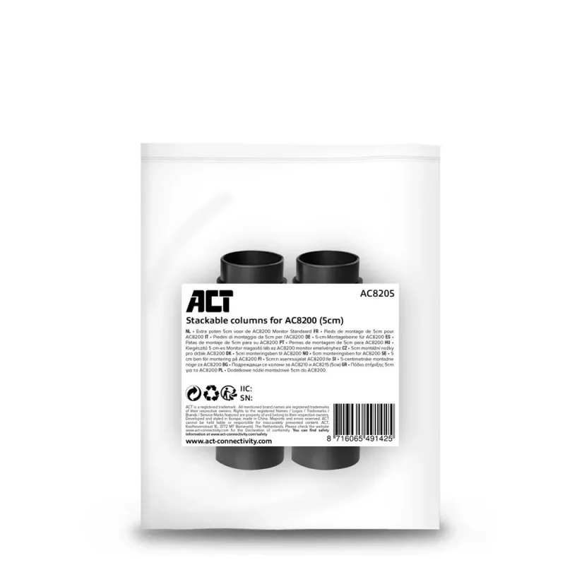 Pies ACT AC8200 negro 65mm montaje en mesa