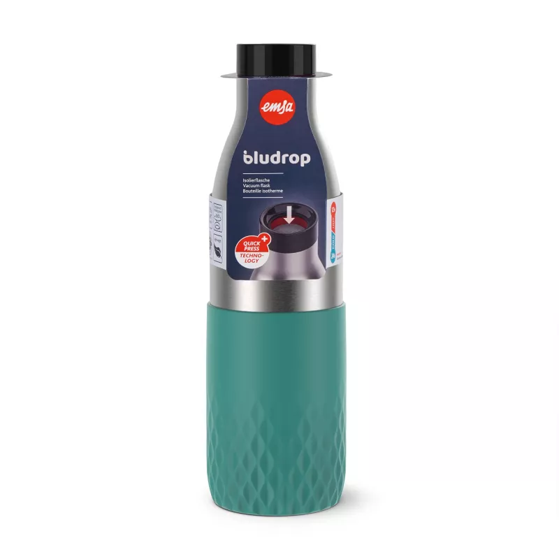 EMSA Bludrop Sleeve N31112 uso diario 700 ml acero inoxidable verde, acero inoxidable