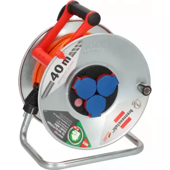 Alargador con carrete Brennenstuhl 1198750 3 tomas AC 40 m acero inoxidable