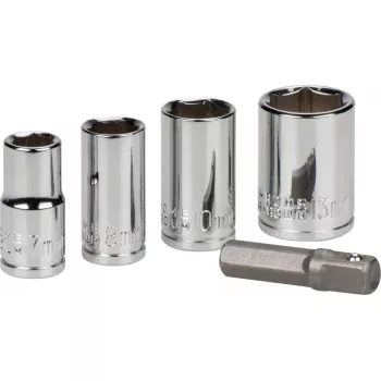 kwb 105000 Juego de llaves de vaso con adaptador de 1/4", 7/8/10/13 mm, 5 uds.