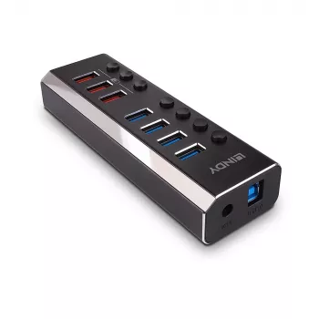 Hub USB 3.0 Lindy de 4 puertos con 3 conexiones Quick Charge 3.0